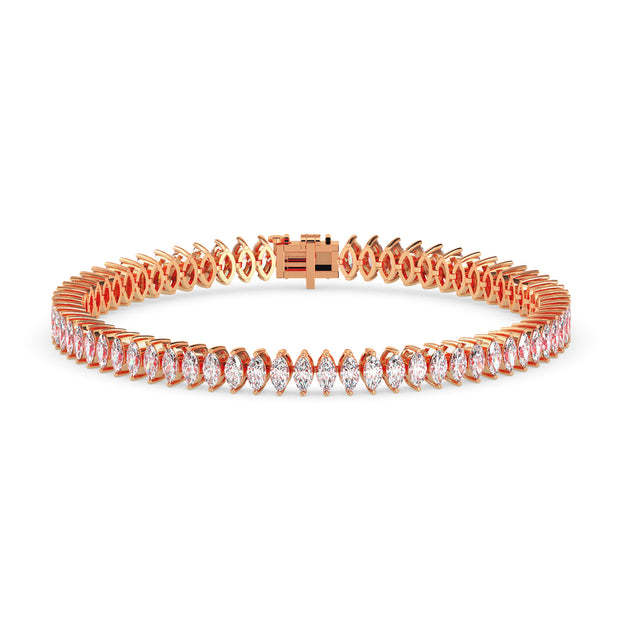 4.47Ct Marquise Prong Set Lab-Grown Diamond Gold Tennis Bracelets