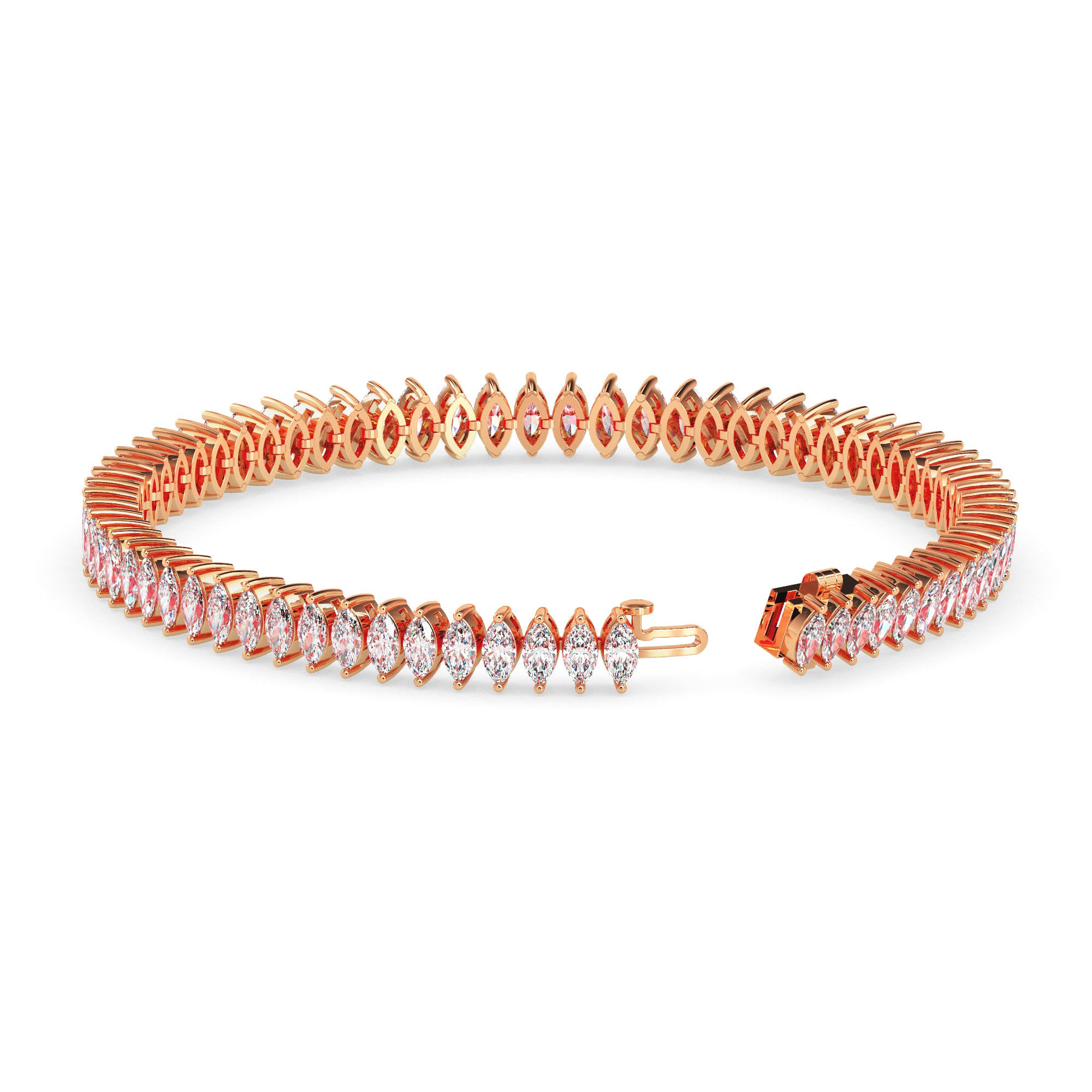 4.47Ct Marquise Prong Set Lab-Grown Diamond Gold Tennis Bracelets