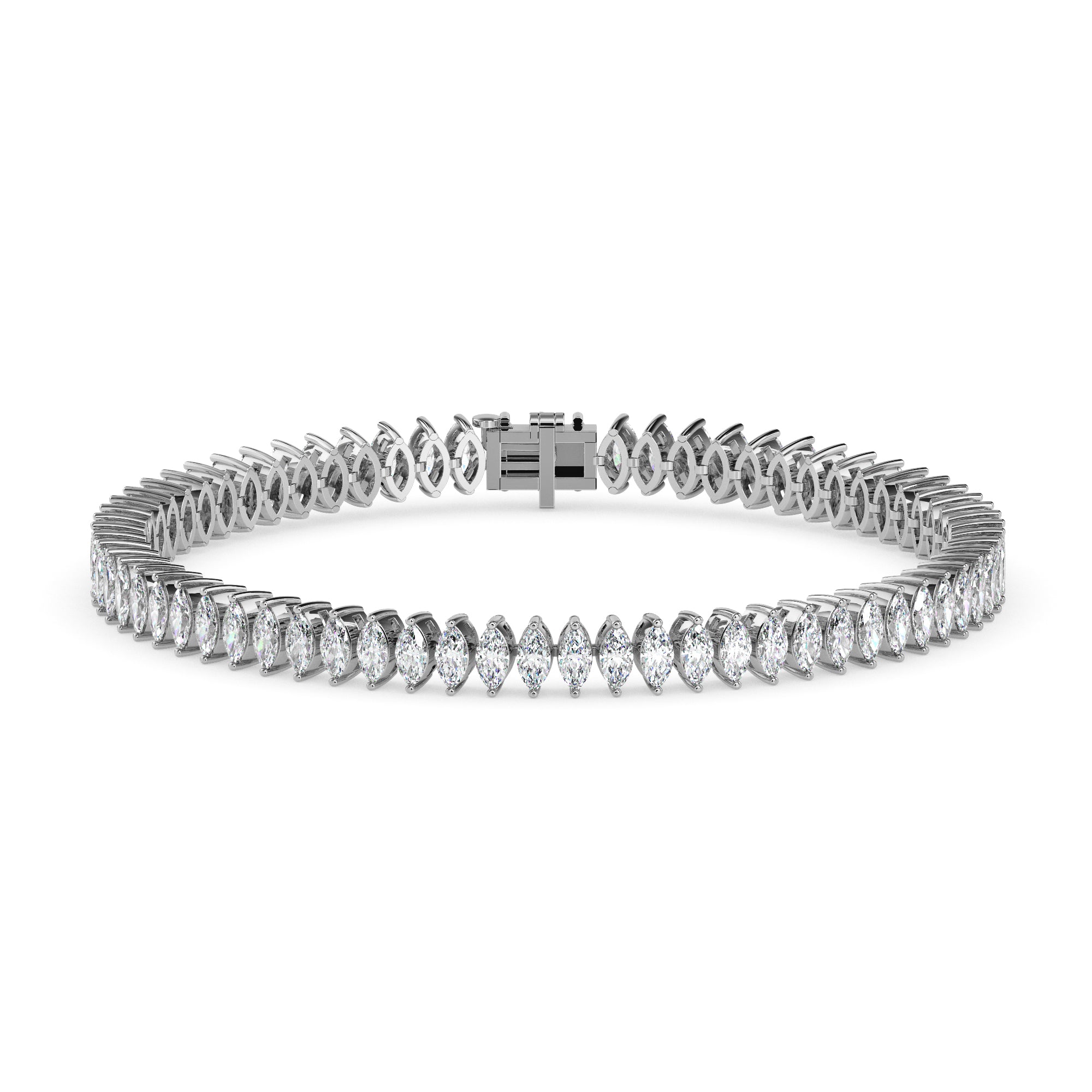 4.47Ct Marquise Prong Set Lab-Grown Diamond Gold Tennis Bracelets