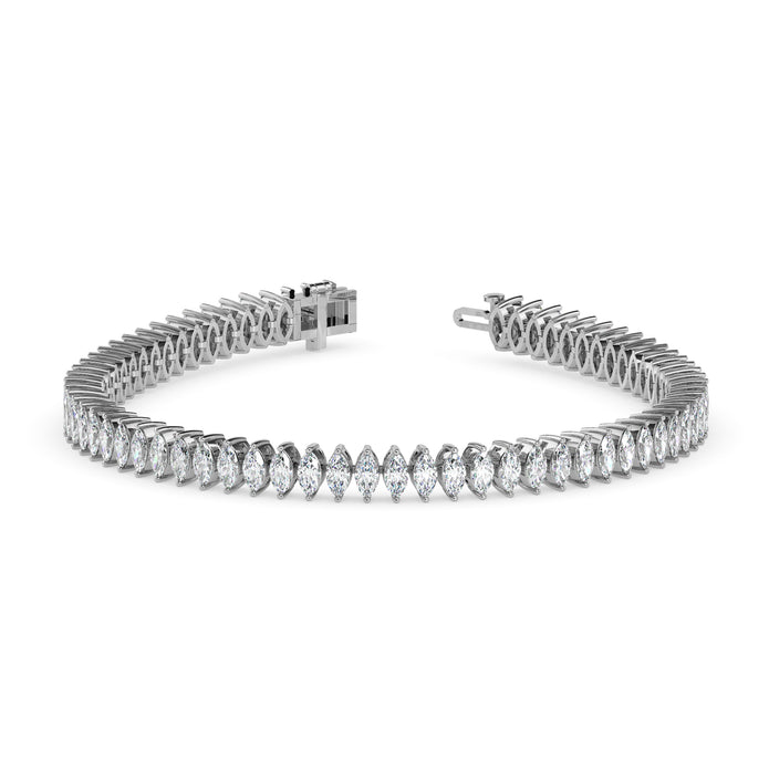 4.47Ct Marquise Prong Set Lab-Grown Diamond Gold Tennis Bracelets