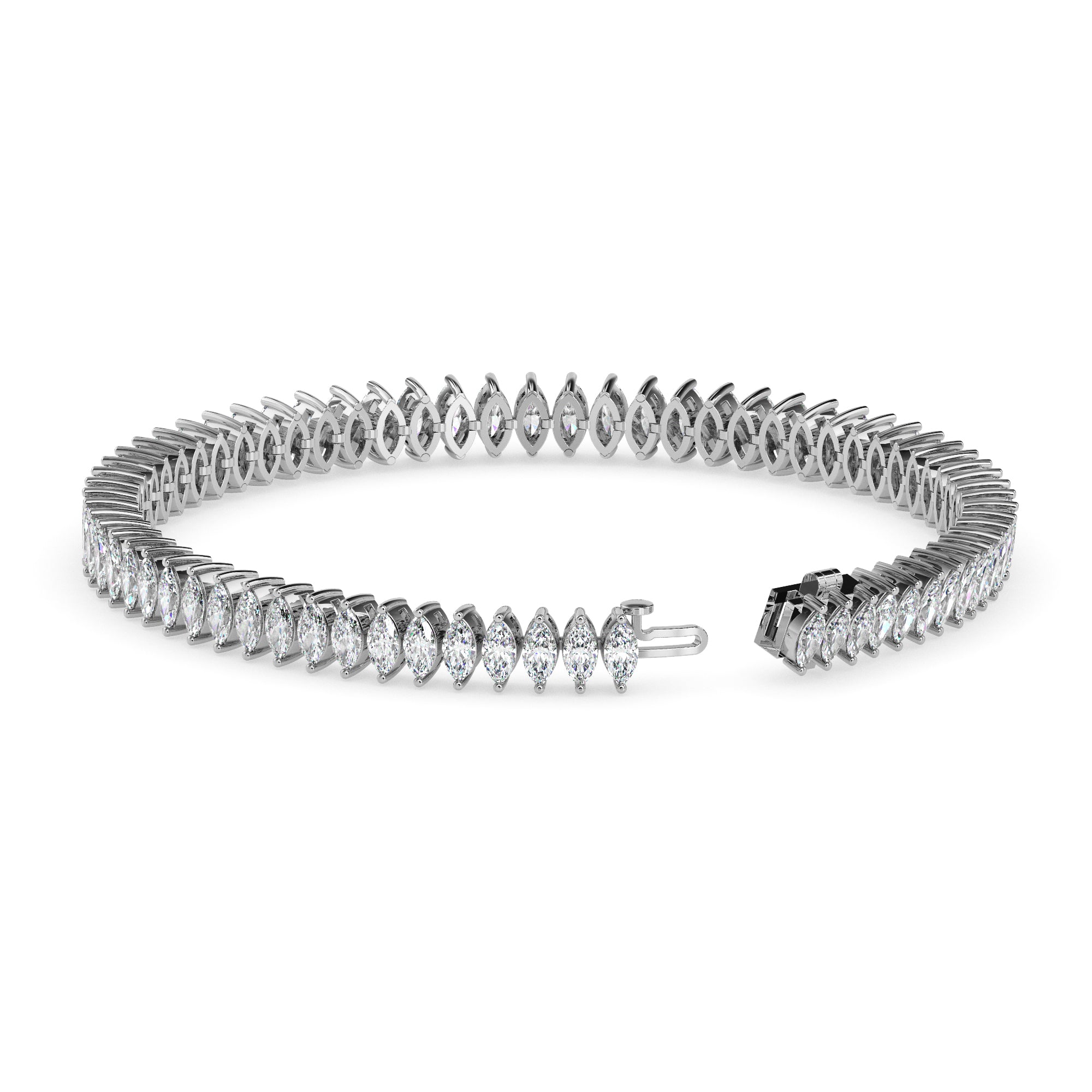 4.47Ct Marquise Prong Set Lab-Grown Diamond Gold Tennis Bracelets