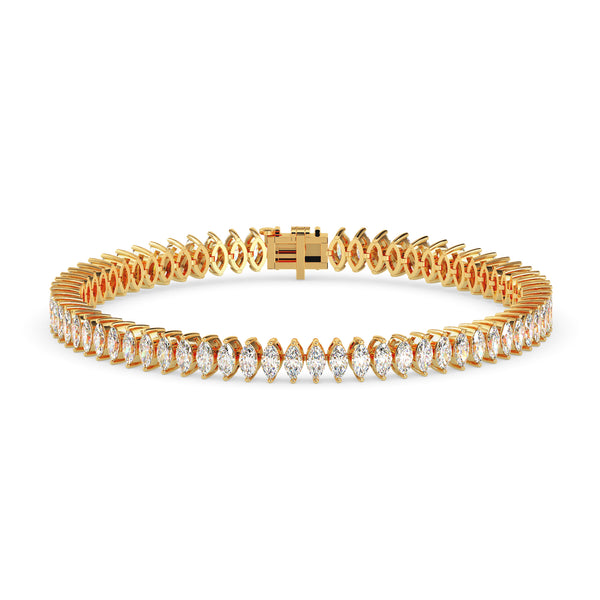 4.47Ct Marquise Prong Set Lab-Grown Diamond Gold Tennis Bracelets