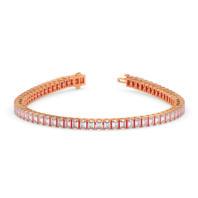 3.53Ct Emerald Prong Set Lab-Grown Diamond Gold Tennis Bracelets