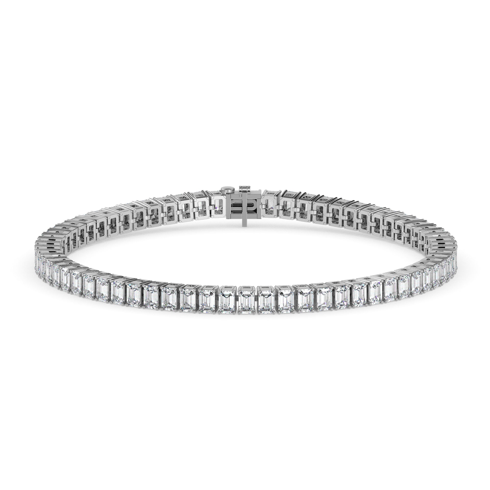 3.53Ct Emerald Prong Set Lab-Grown Diamond Gold Tennis Bracelets