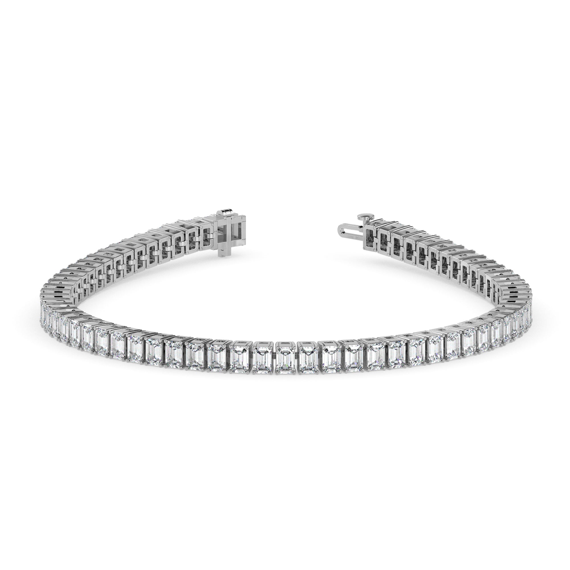 3.53Ct Emerald Prong Set Lab-Grown Diamond Gold Tennis Bracelets