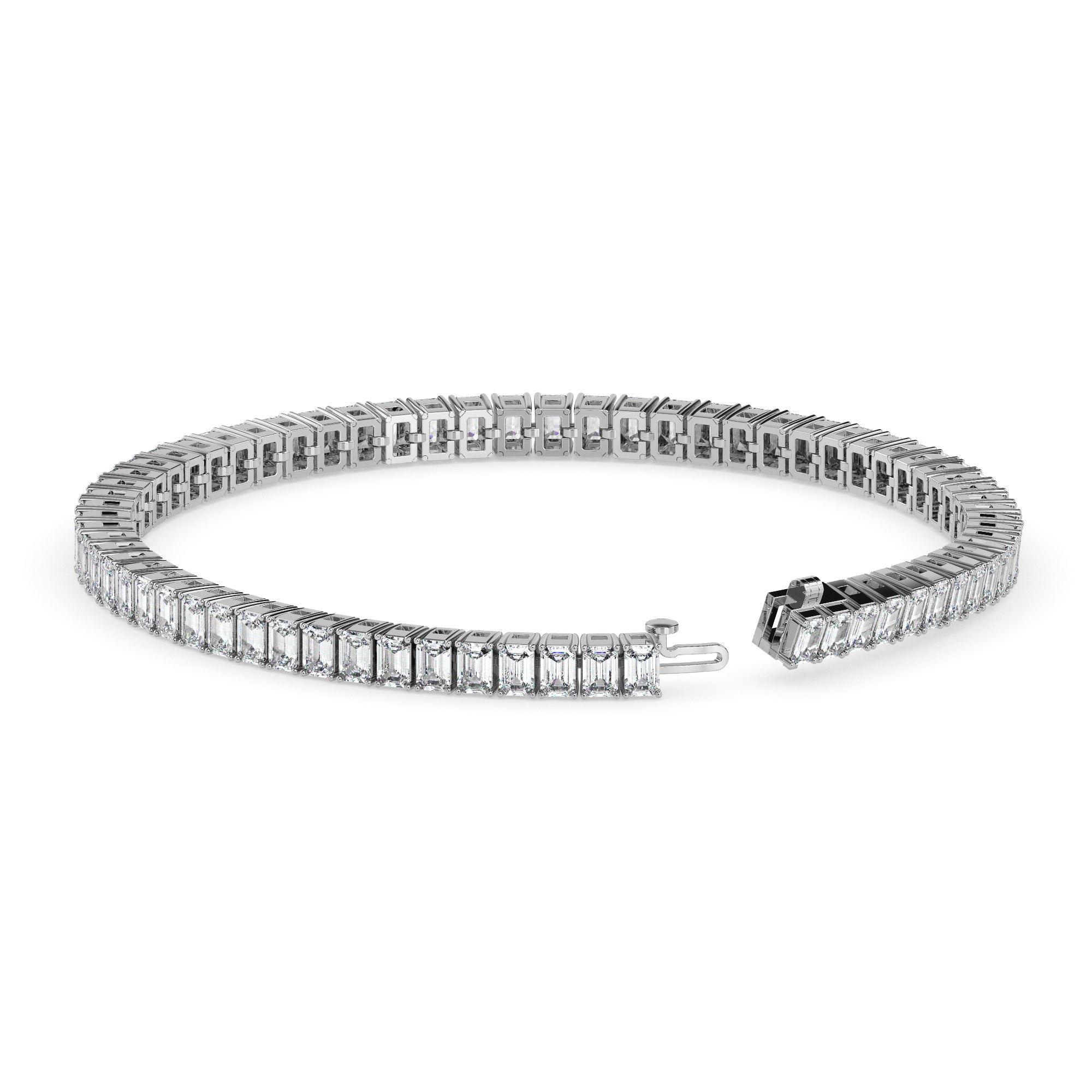 3.53Ct Emerald Prong Set Lab-Grown Diamond Gold Tennis Bracelets