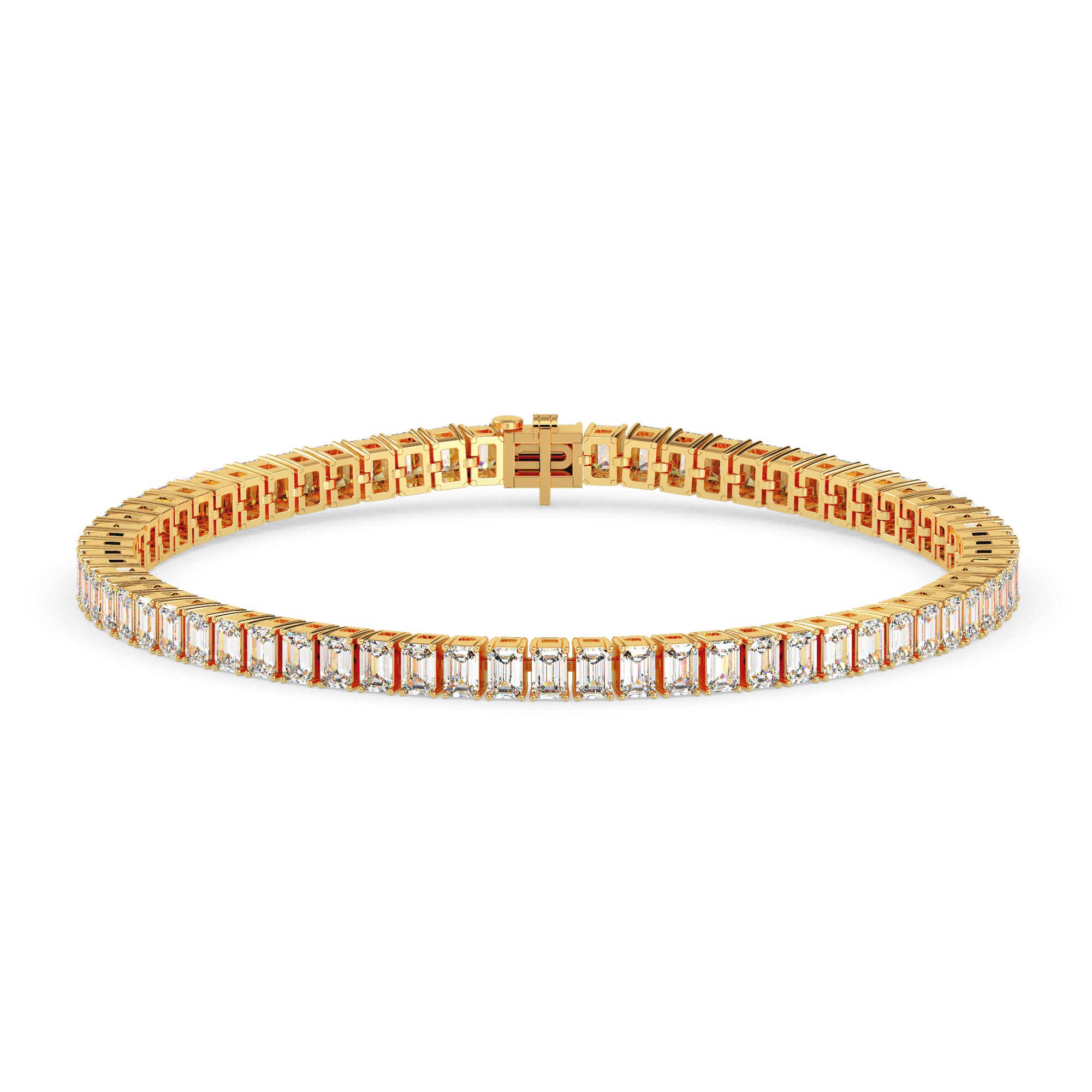 3.53Ct Emerald Prong Set Lab-Grown Diamond Gold Tennis Bracelets
