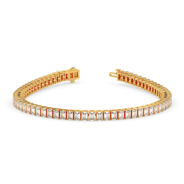 3.53Ct Emerald Prong Set Lab-Grown Diamond Gold Tennis Bracelets