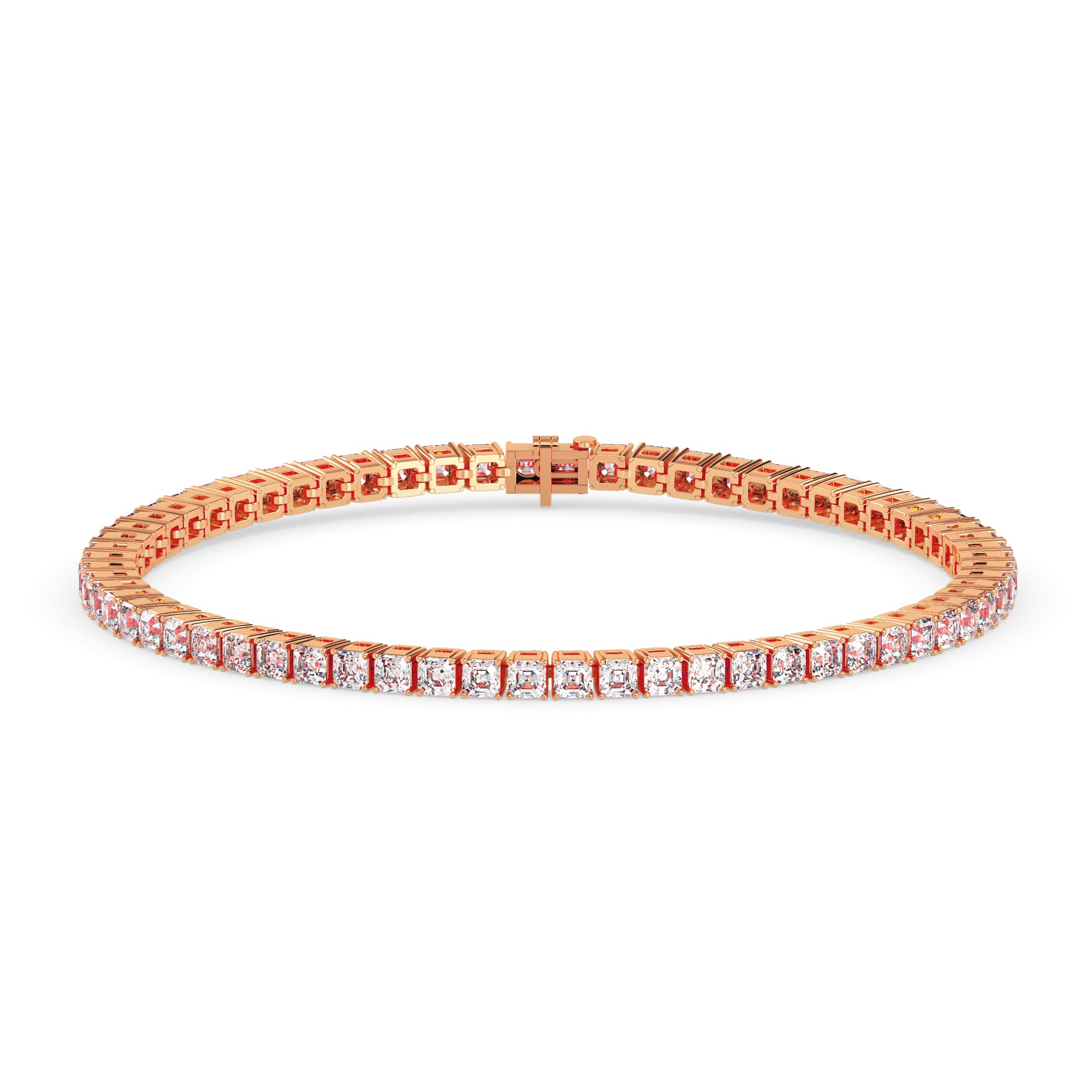4.08Ct Square Shape Emerald Prong Set Lab-Grown Diamond Gold Tennis Bracelets