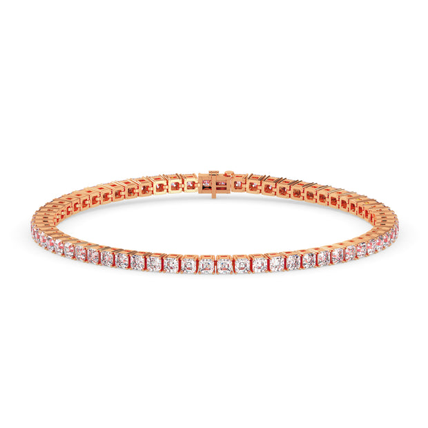 4.08Ct Square Shape Emerald Prong Set Lab-Grown Diamond Gold Tennis Bracelets