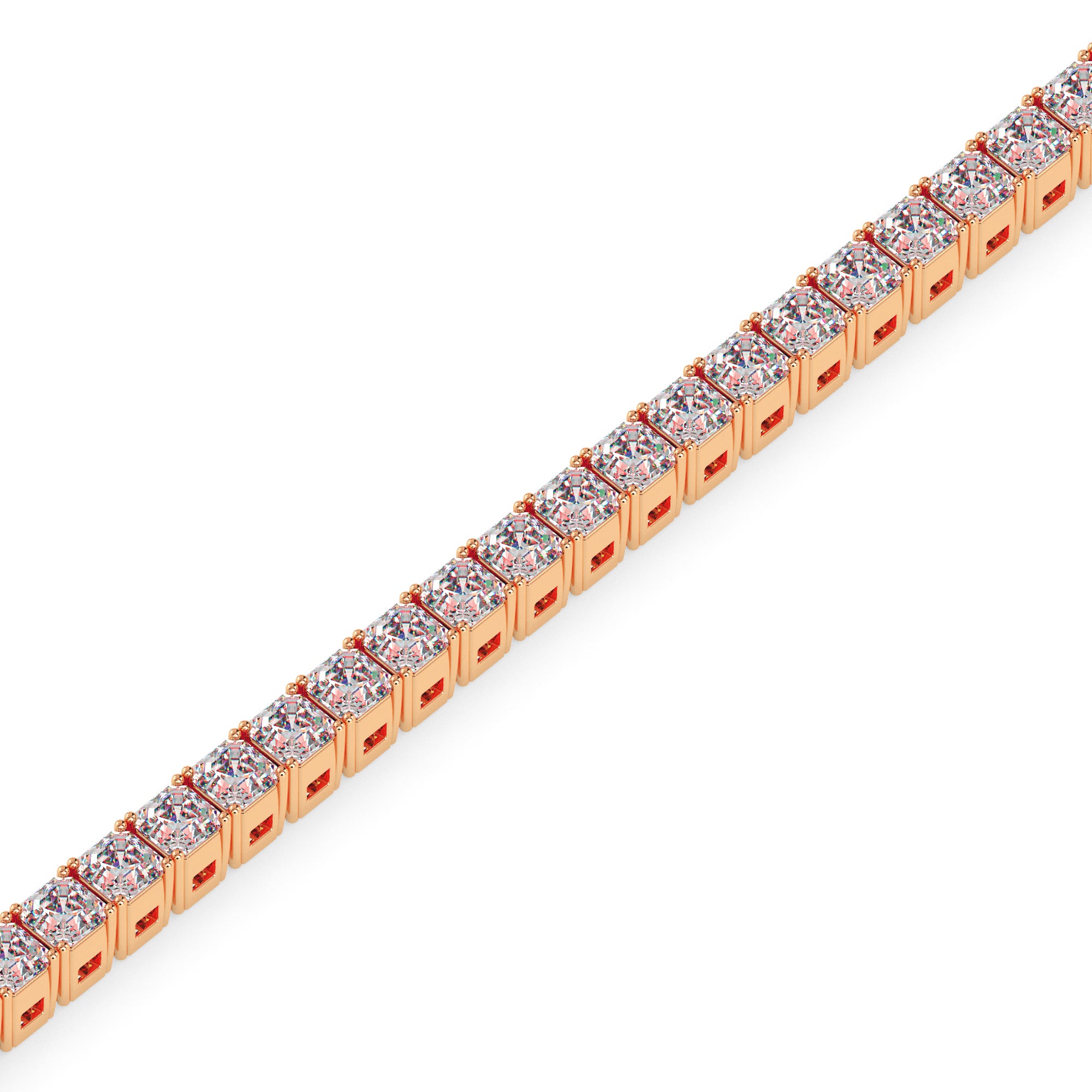 4.08Ct Square Shape Emerald Prong Set Lab-Grown Diamond Gold Tennis Bracelets