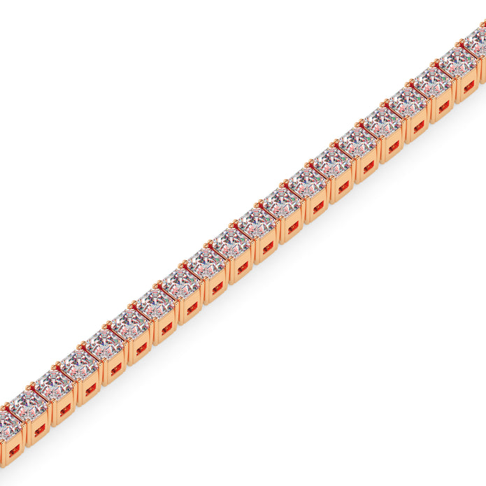 4.08Ct Square Shape Emerald Prong Set Lab-Grown Diamond Gold Tennis Bracelets
