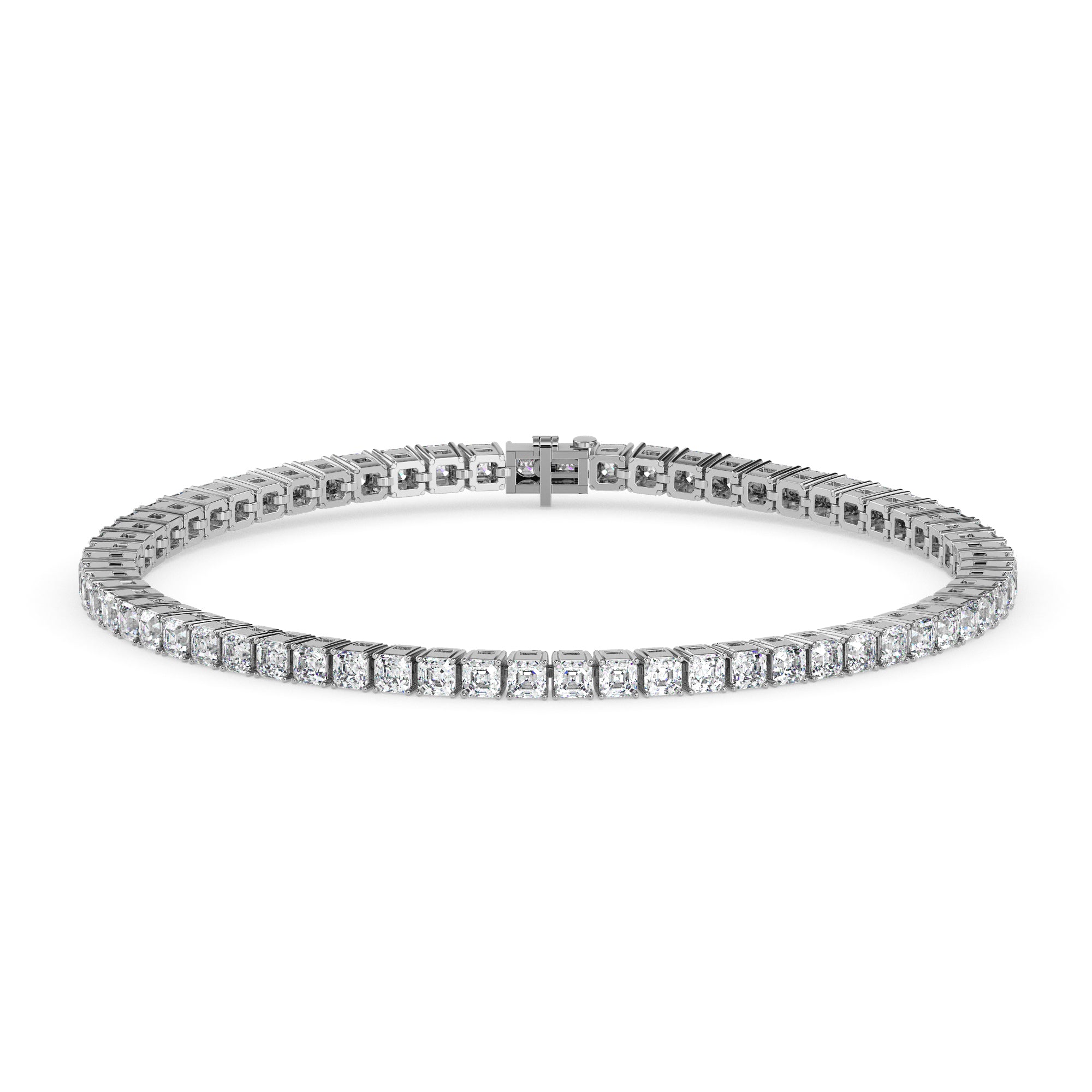 4.08Ct Square Shape Emerald Prong Set Lab-Grown Diamond Gold Tennis Bracelets