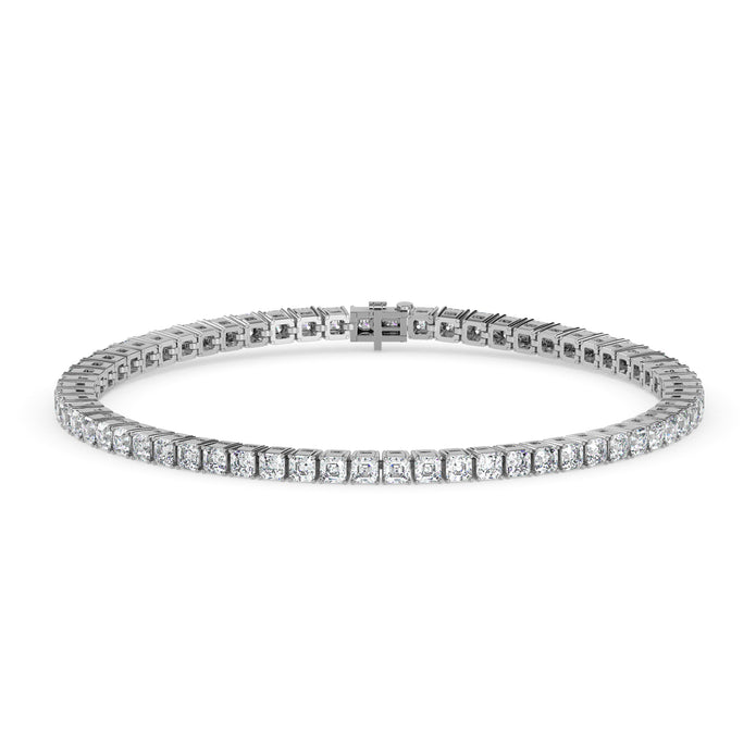 4.08Ct Square Shape Emerald Prong Set Lab-Grown Diamond Gold Tennis Bracelets