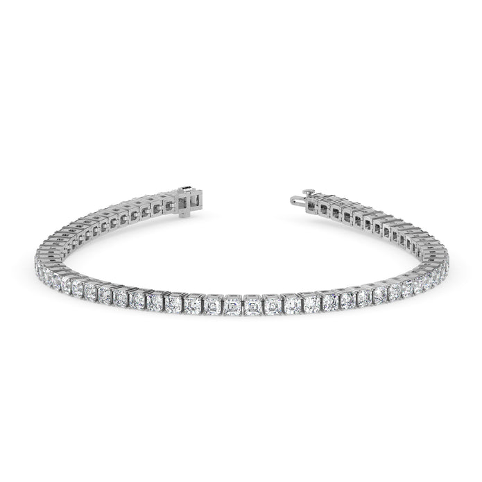 4.08Ct Square Shape Emerald Prong Set Lab-Grown Diamond Gold Tennis Bracelets