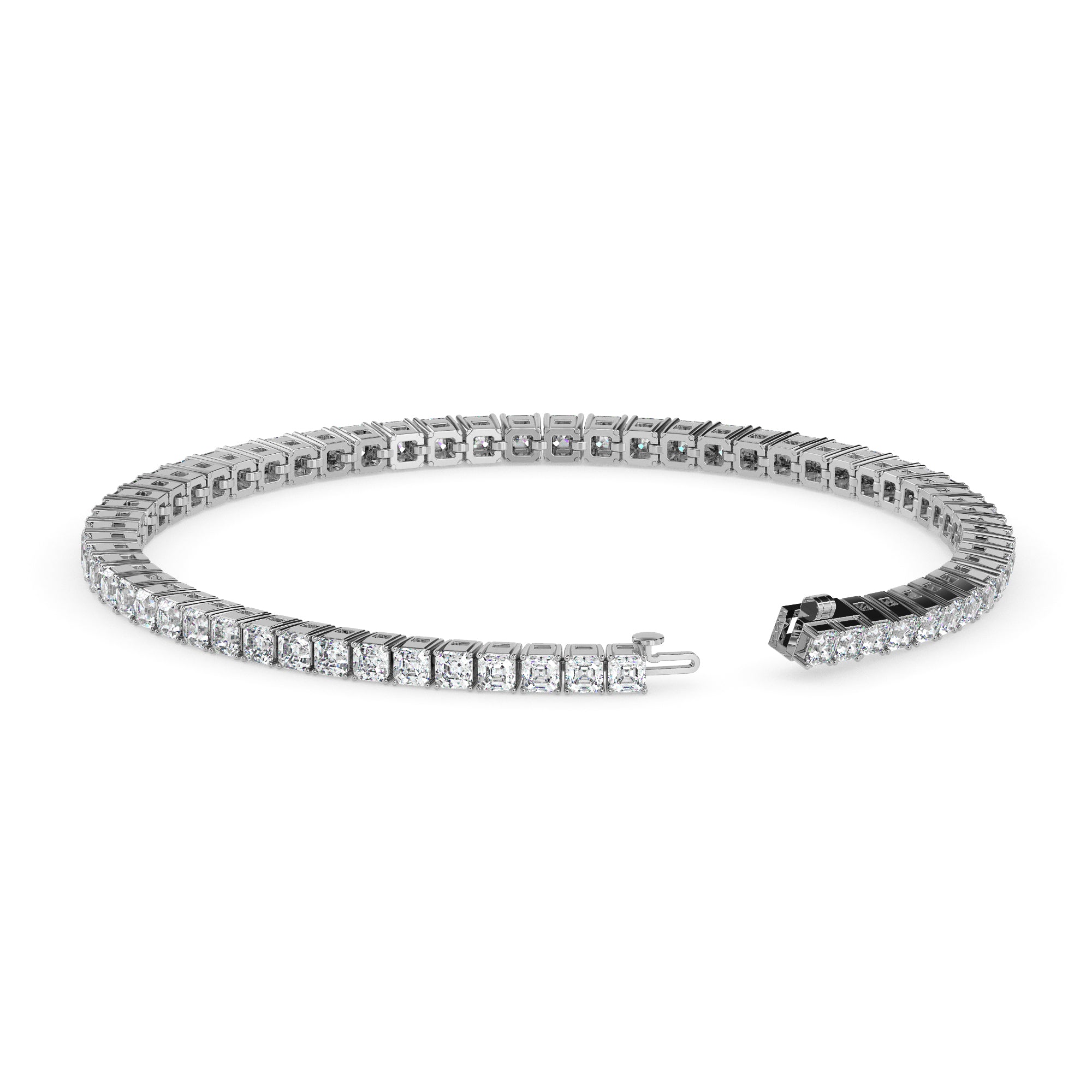 4.08Ct Square Shape Emerald Prong Set Lab-Grown Diamond Gold Tennis Bracelets