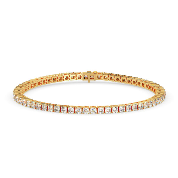 4.08Ct Square Shape Emerald Prong Set Lab-Grown Diamond Gold Tennis Bracelets
