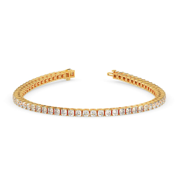 4.08Ct Square Shape Emerald Prong Set Lab-Grown Diamond Gold Tennis Bracelets