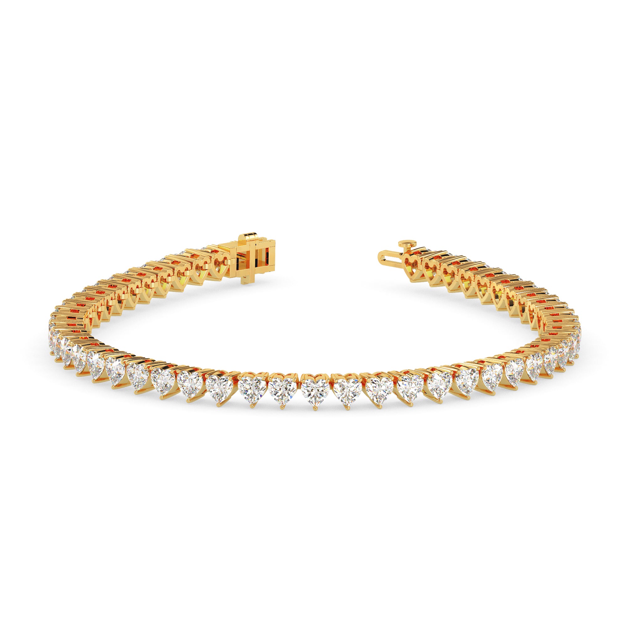 4.87Ct Heart Prong Set Lab-Grown Diamond Gold Tennis Bracelets