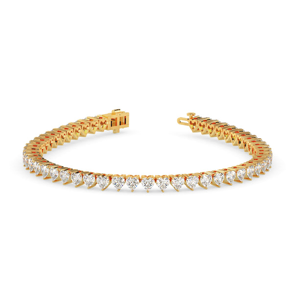 4.87Ct Heart Prong Set Lab-Grown Diamond Gold Tennis Bracelets