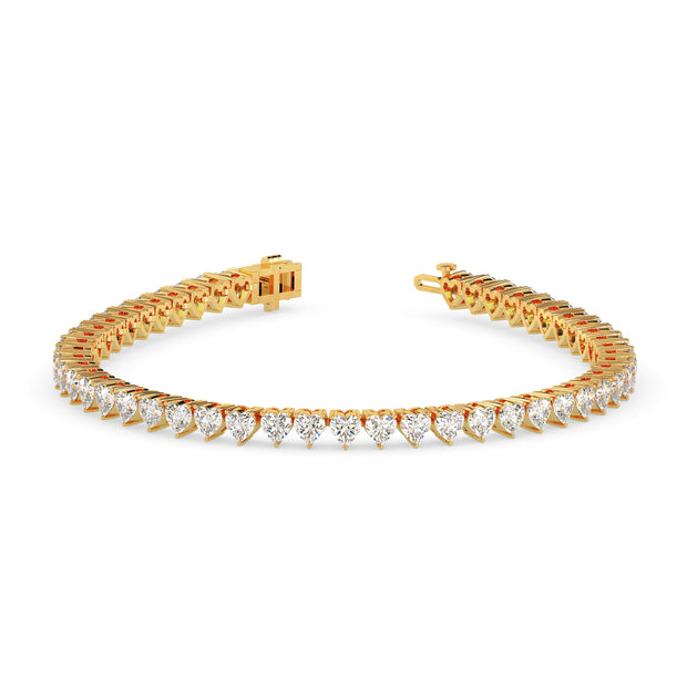 4.87Ct Heart Prong Set Lab-Grown Diamond Gold Tennis Bracelets