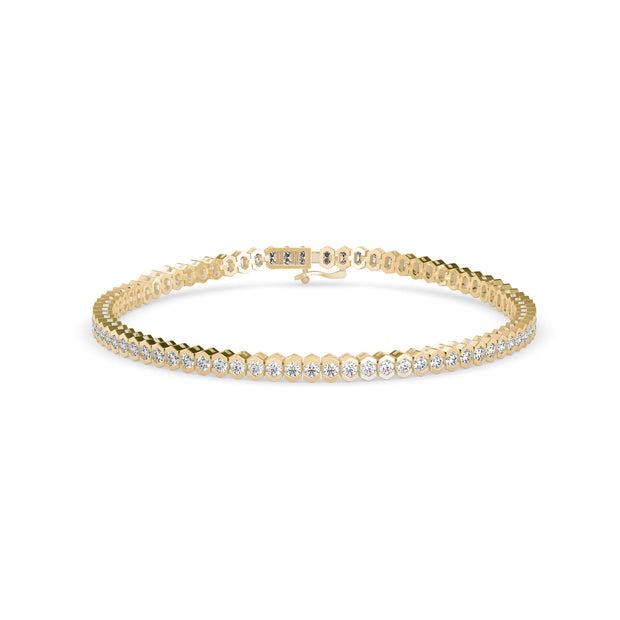 0.04Ct Round Cut Bezel Set Lab-Grown Diamond Gold Tennis Bracelet