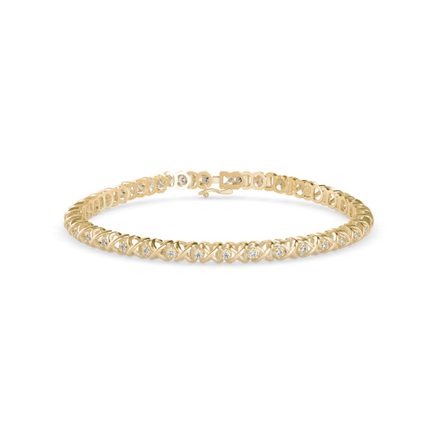 0.02Ct "X" or Spiral Design Lab-Grown Diamond Gold Tennis Bracelet