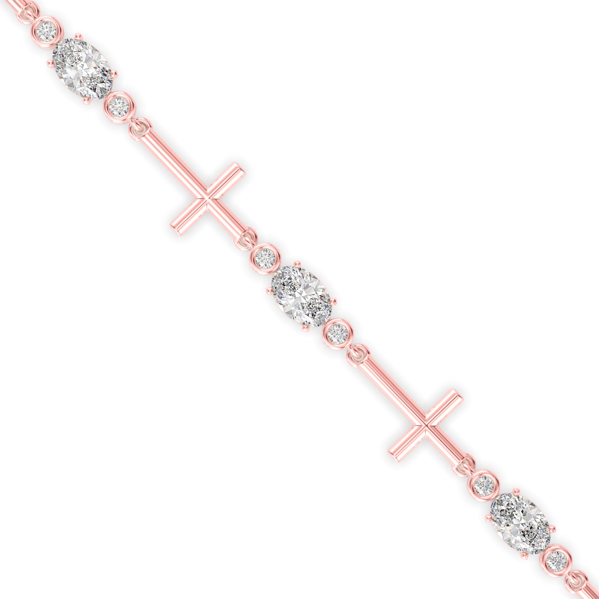 2.80Ct Cross Link Lab-Grown Diamond Gold Tennis Bracelet