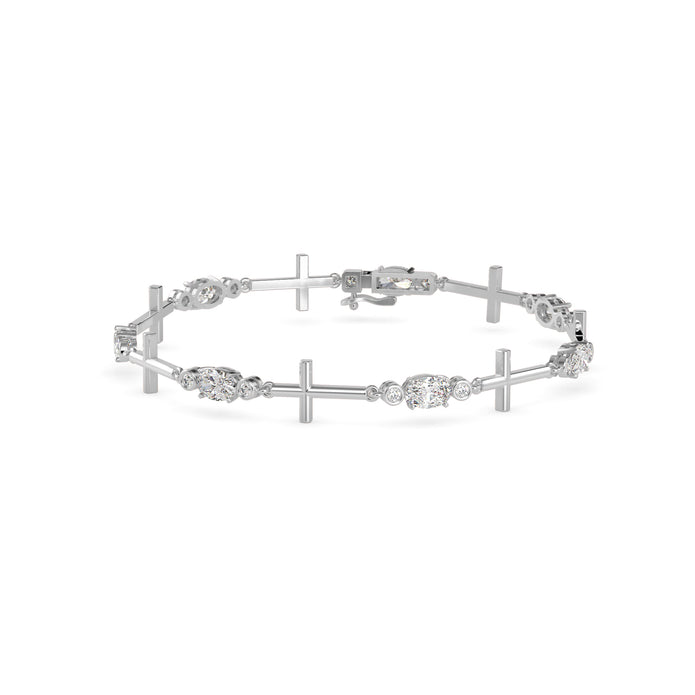2.80Ct Cross Link Lab-Grown Diamond Gold Tennis Bracelet