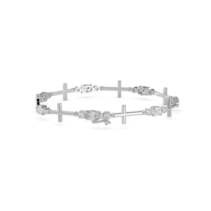 2.80Ct Cross Link Lab-Grown Diamond Gold Tennis Bracelet