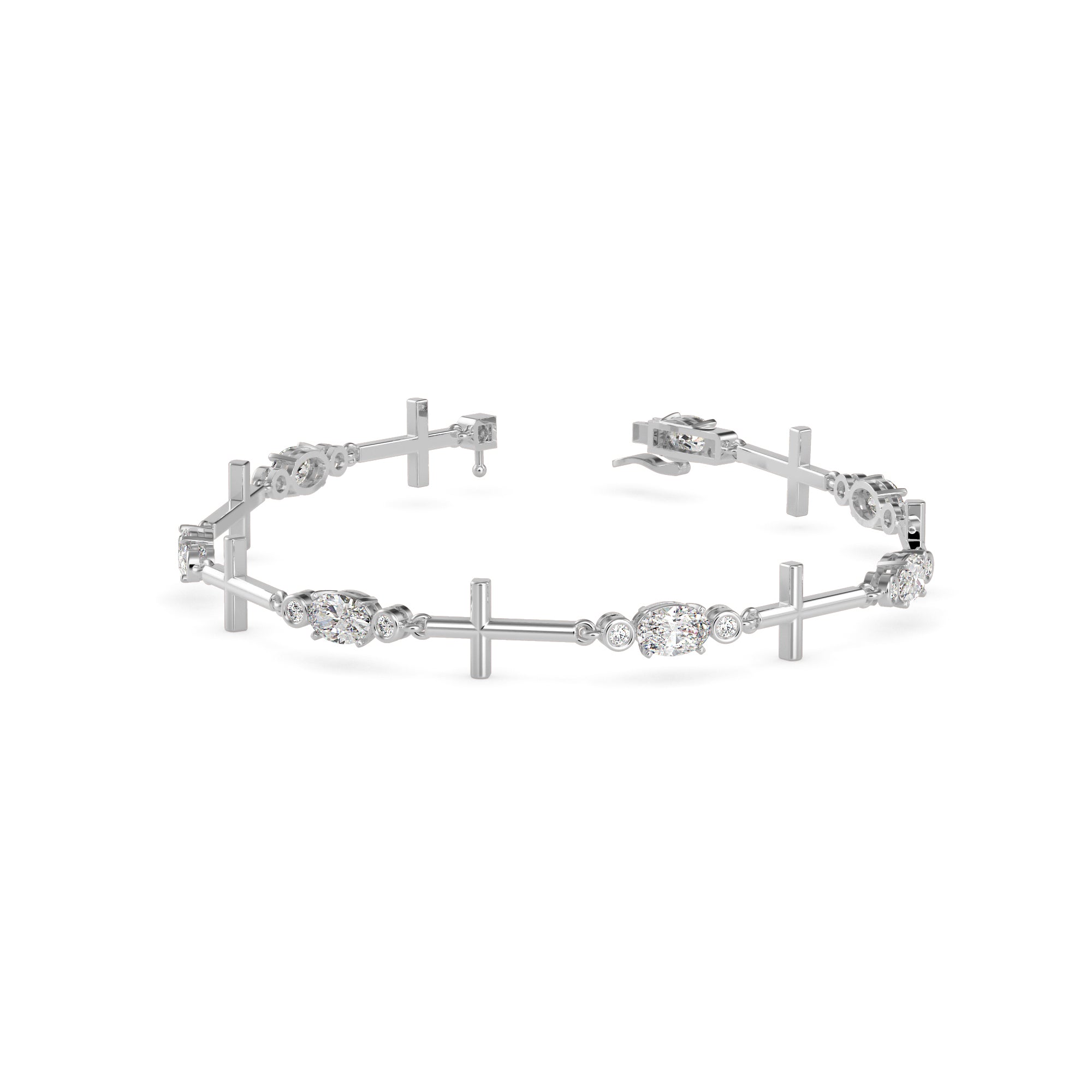 2.80Ct Cross Link Lab-Grown Diamond Gold Tennis Bracelet