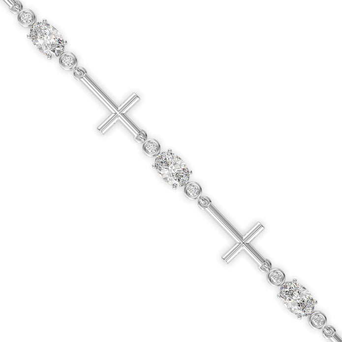 2.80Ct Cross Link Lab-Grown Diamond Gold Tennis Bracelet
