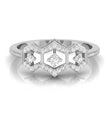three hexagon diamond ring in white gold