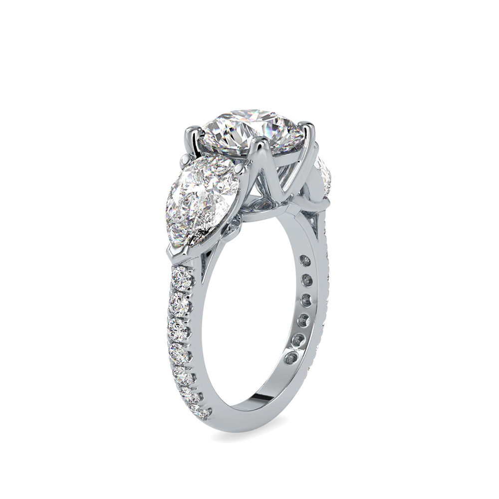 round three stone lab-grown diamond ring in white gold