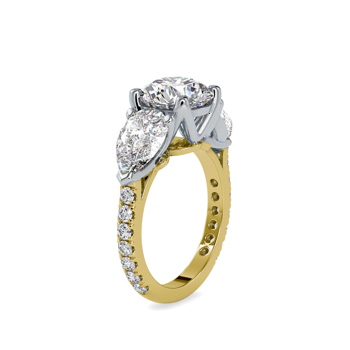 round three stone lab-grown diamond ring in yellow gold