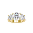 round cut three stone lab-grown diamond ring in yellow gold