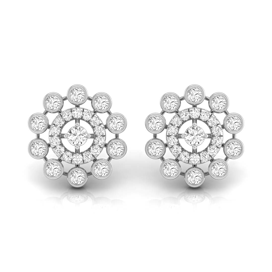 round diamond stud earrings in white gold