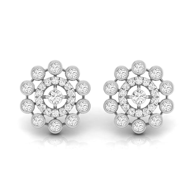 round diamond stud earrings in white gold