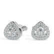 triangle cluster halo diamond stud earrings in white gold