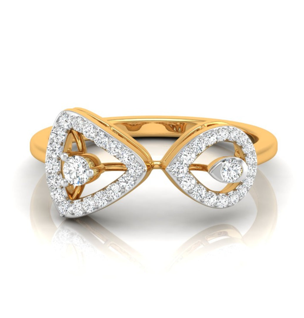 triangle teardrop shape diamond ring in yellow gold