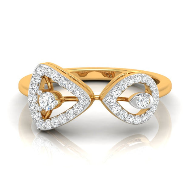 triangle teardrop shape diamond ring in yellow gold