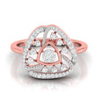 trillion shape cluster diamond ring in rose gold
