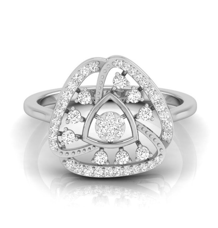 trillion shape cluster diamond ring in white gold