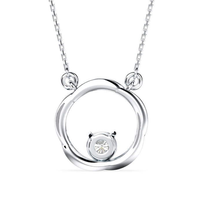 twisted circular prong lab-grown diamond pendant necklace in white gold
