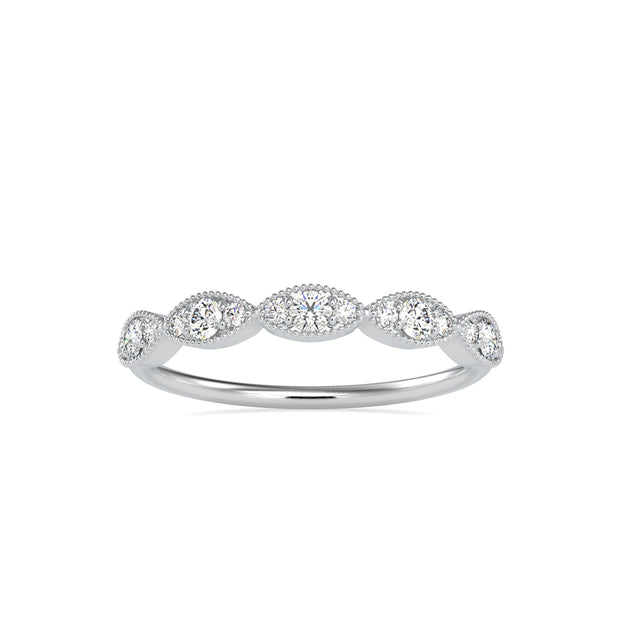 vintage round cut diamond ring in white gold
