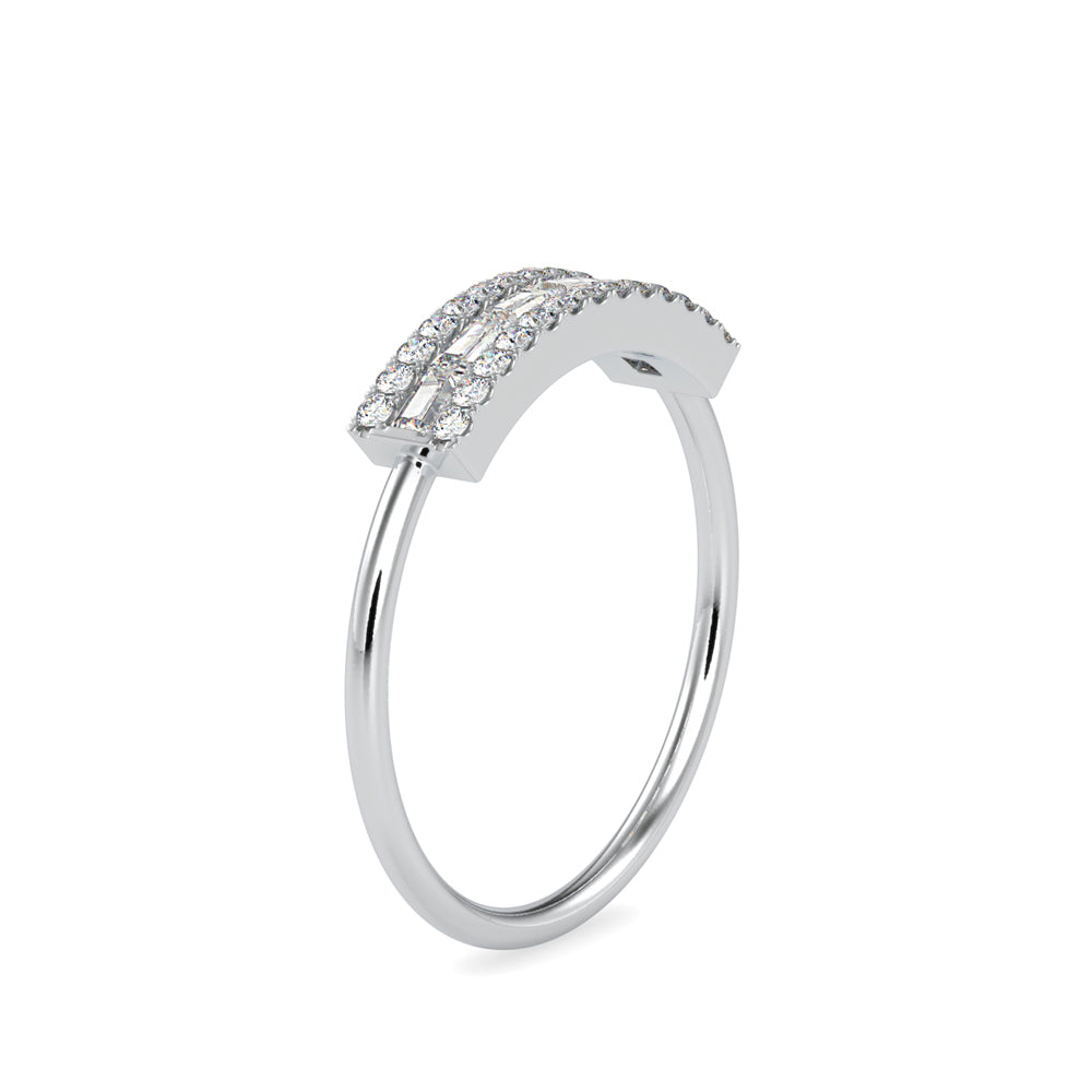 baguette cut channel set diamond ring in white gold