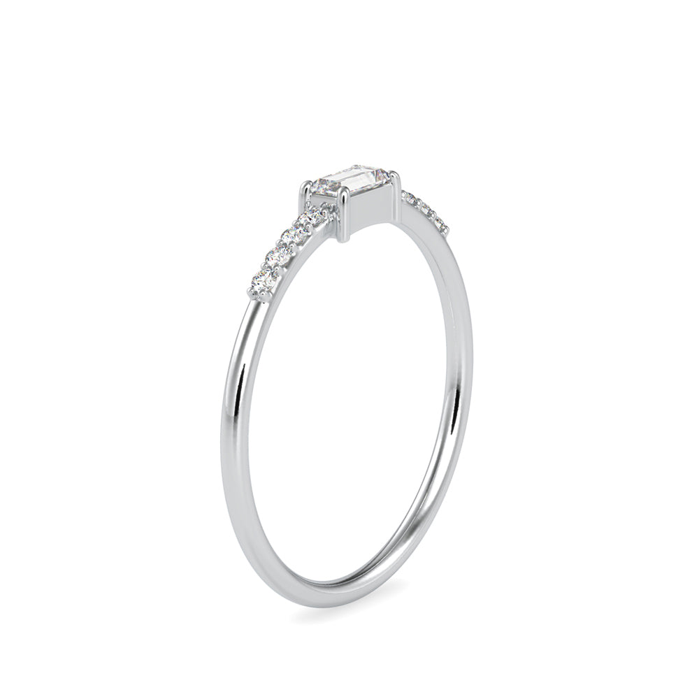 baguette cut lab-grown diamond ring in white gold