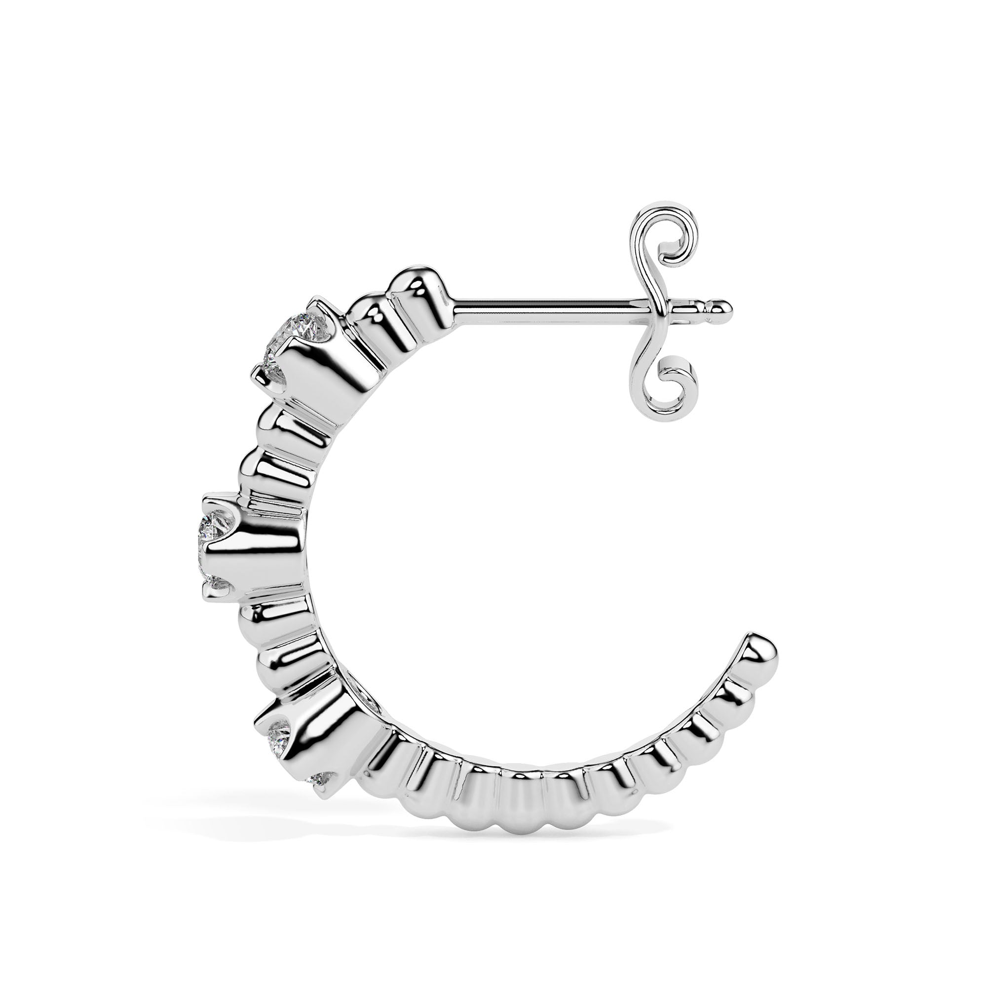 bubble drop diamond hoop earrings in white gold