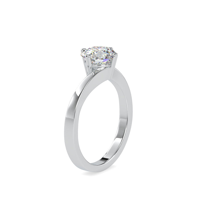 round cut bypass solitaire lab-grown diamond ring in white gold