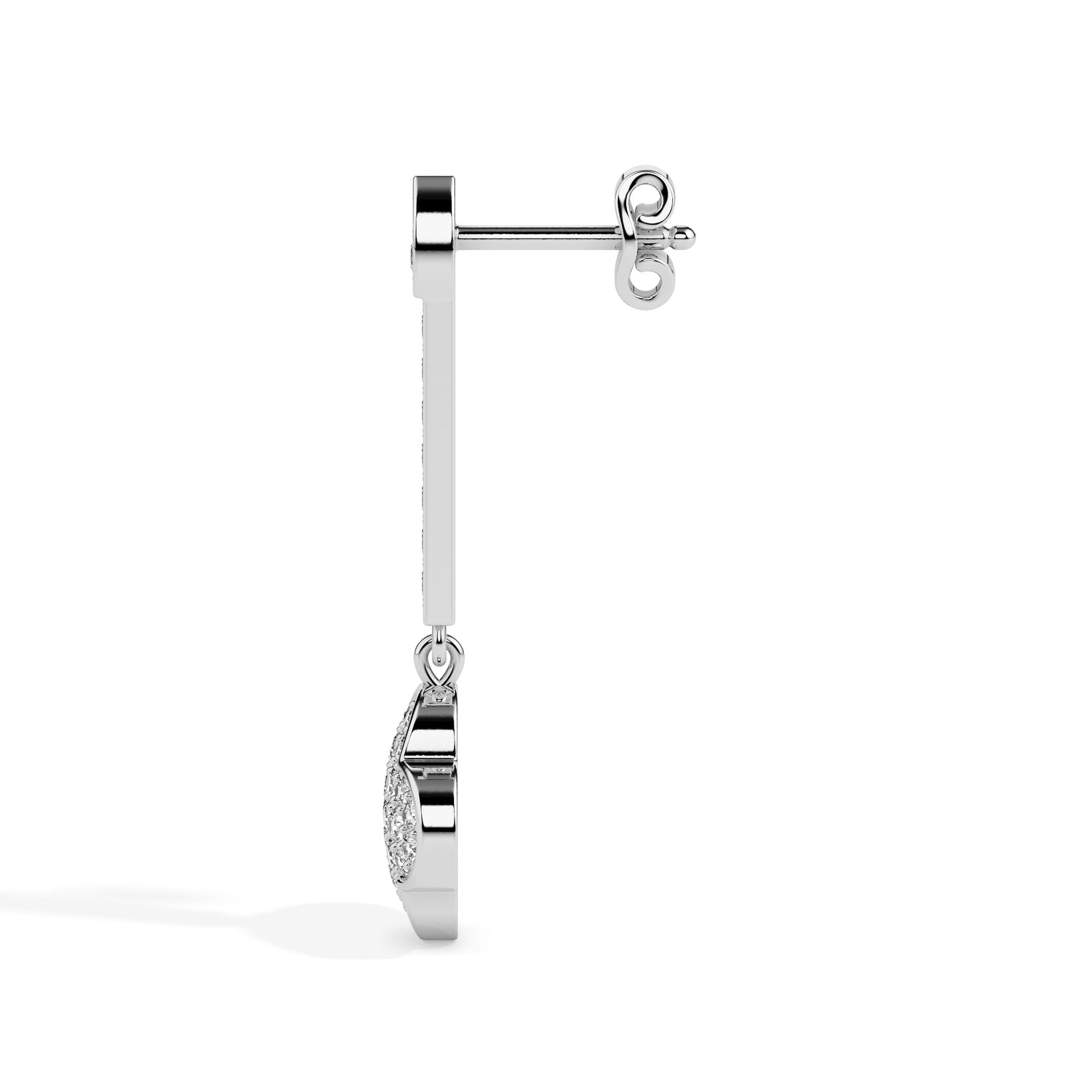 clover cluster diamond drop earrings in white gold
